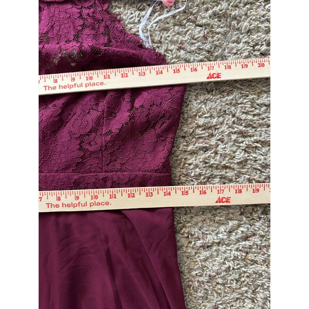 Lulus Women’s Burgundy Lace Halter Maxi Dress Size M Flowy Elegant Gown Formal - Picture 7 of 8